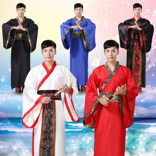 Ancient Chinese Costume Men Stage Performance Outfit for Dynasty Men s male Hanfu Chinese folk cosplay Costume Satin Robe Chinese Traditional Dresses